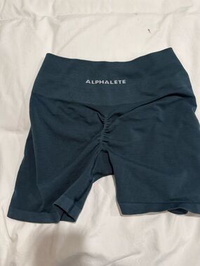 Alphalete Teal High-Waist Scrunch Bike Shorts